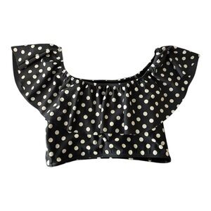 Albion Swim Wave Crop Black Polka Dot Swim Top